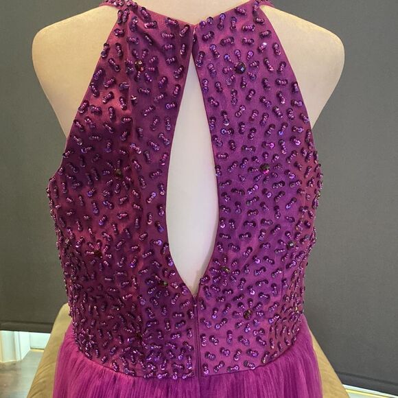 Women’s Short Purple Halter Neck Beaded Prom Party Homecoming Dress Size 14 NEW - Picture 7 of 12